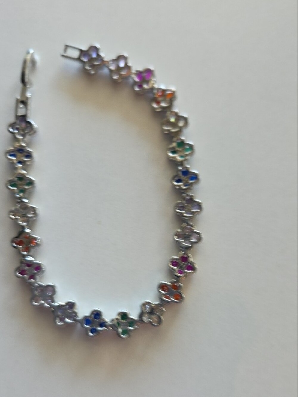 Multi-Color Floral Cluster Tennis Bracelet - Women Jewelry - Picture 2 of 5